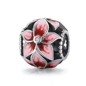 925 Sterling Silver Blooming Flower Charm
